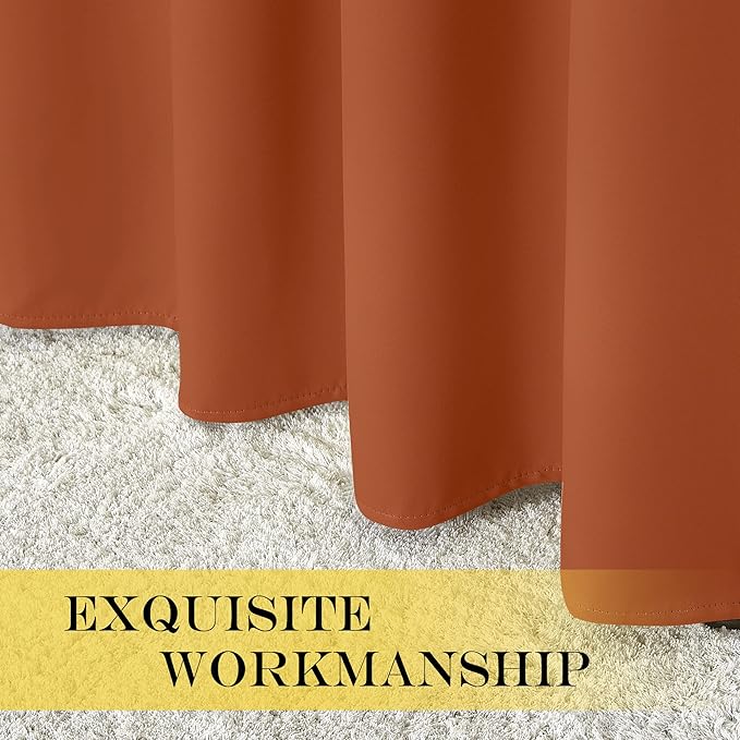 NICETOWN Blackout Curtains 84 Inch Length, Thermal Insulated Curtains for Bedroom Grommet Energy Saving Room Darkening Drapes for Living Room Window, 1 Panel, Burnt Orange, 66" W x 102" L