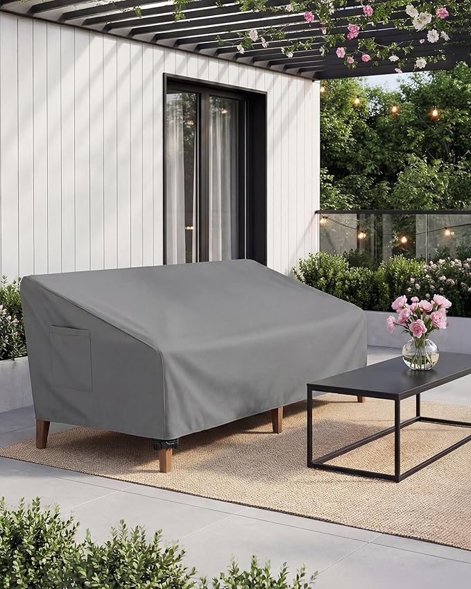Vailge Heavy Duty Patio Sofa Cover, 100% Waterproof 3-Seater Outdoor Sofa Cover,Lawn Patio Furniture Covers with Air Vent and Handle,104" Wx 40" Dx 35" H,Grey