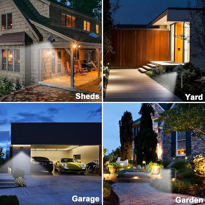 Solar Lights Outdoor Motion Sensor Flood Lights 2000LM IP67 Waterproof Security Spot Lights for Yard Garden Patio 2 Pack