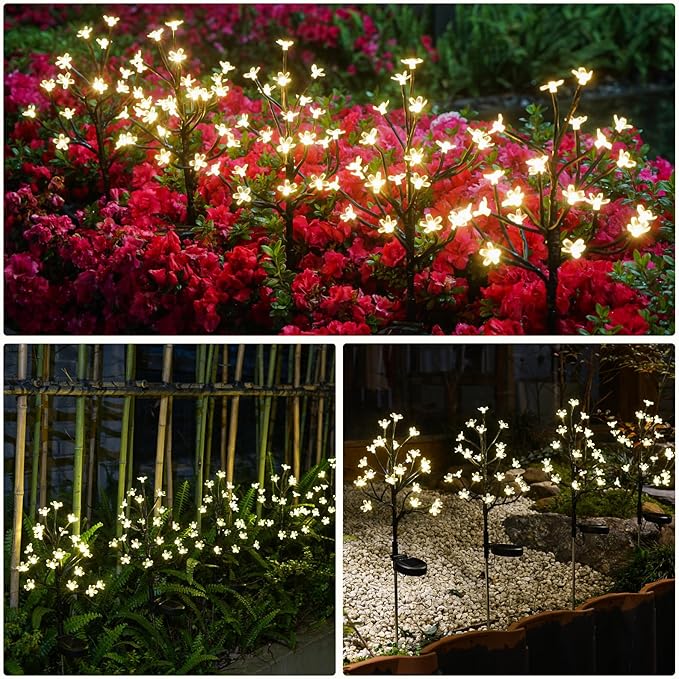 Solar Garden Lights Outdoor,Solar Lights Outdoor Decorative Waterproof for Outside 6Pack, 120Led Solar Flowers Garden Decor, Yard Pathway,Patio Fairy Decorations,Gardening Gifts for Women Mom