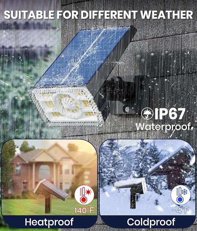1 Pack Solar Spotlights Outdoor Waterproof IP67,Adjustable Wall&Ground Solar Lights Powered with 3 Colors, 3 Modes, Dusk to Dawn for Pathway/Garden/Yard/Patio/Driveway/Landscape Lighting Outside Décor