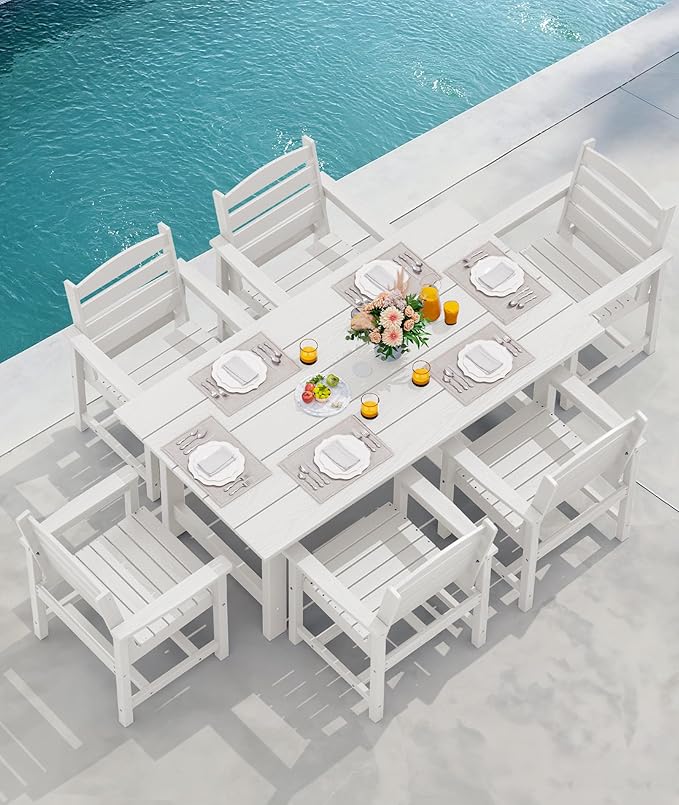 SERWALL Patio Dining Chair Set of 2, White