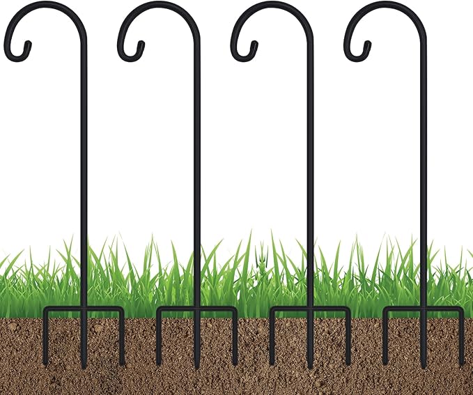 FEED GARDEN Adjustable 32 Inch Shepherd Hooks Thick Rust Resistant Steel Shepard Hooks for Outdoor Hanging Lanterns, Bird Feeders, Solar Lights, Weddings Decor 4 Pack