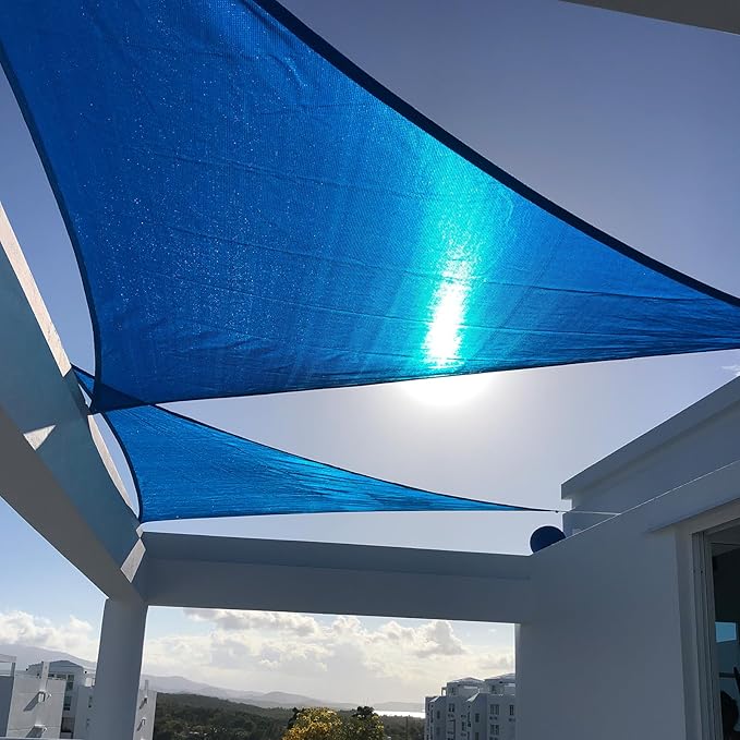SUNNY GUARD Sun Shade Sail 12'x12'x12' Triangle Blue UV Block Sunshade for Backyard Yard Deck Patio Garden Outdoor Activities and Facility(We Make Custom Size)