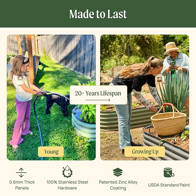 32" Extra Tall Raised Garden Bed Kits, 4 x 8 x 2.7ft Raised Planter Box Outdoor, 2.5 x 9.5 x 2.7ft Deep Root 10 in 1 Modular Metal Raised Beds for Gardening Vegetables Flowers Fruits - British Green