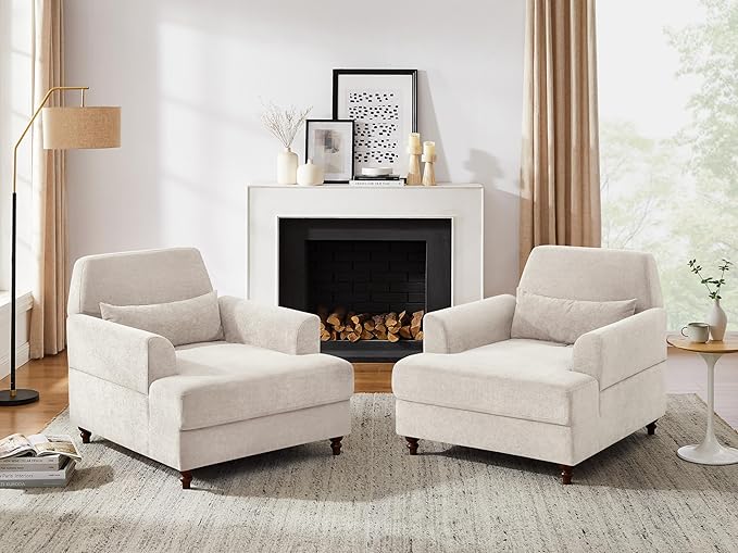Chaise Lounge Accent Chair Indoor with Adjustable Backrest, Oversized Armchair for Living Room & Bedroom, Upholstered Mid-Century Reading Chair, Comfy Single Sofa Chair, Modern Living Room Chair