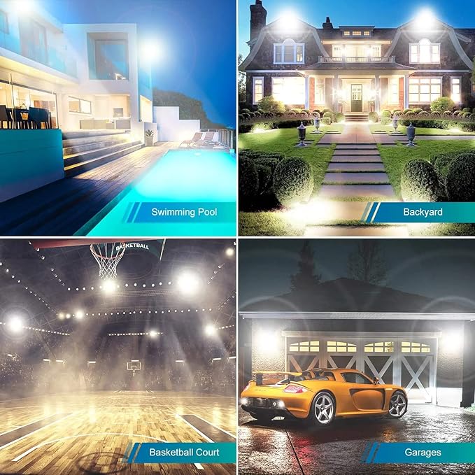 500W LED Flood Light Outdoor,2750W Equivalent Super Bright FloodLight with Plug,58600LM 5000K Daylight White IP66 Waterproof Commercial Lighting for Sports Fields,Counts,Arena,Stadium