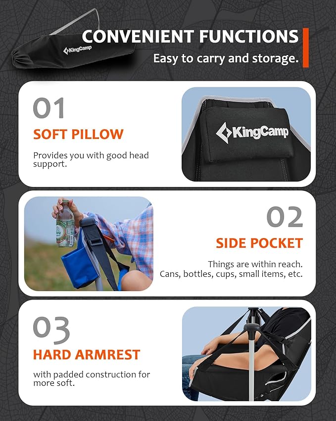 KingCamp Hammock Camping Chair, Swinging Portable Folding Camp Chairs for Adults Max 400lbs Heavy Duty Foldable Oversized Rocker with Aluminum Alloy Frame Cup Holder for Outdoor Beach Patio Sport