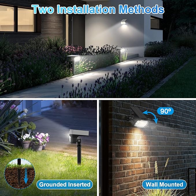Solar Spot Lights Outdoor, [57 LED/2 Pack] Solar Lights Outdoor IP65 Waterproof, 3 Modes Solar Powered Landscape Spotlights for Garden Yard Outside Patio Pathway Pool(Cold White)