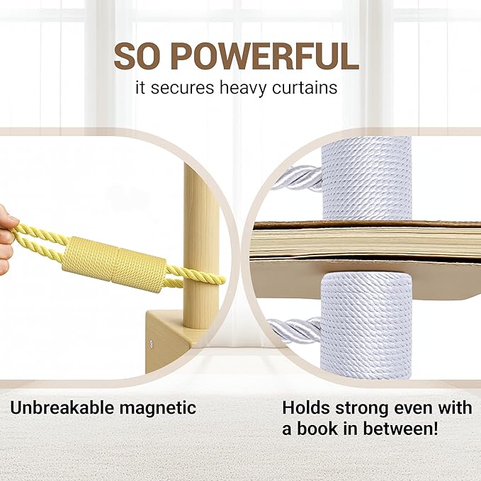 Hion Magnetic Curtain Tiebacks Golden 6 Pack, Curtain Tiebacks Buckles Holdbacks Holders Hooks Clip for Home Bedroom Office