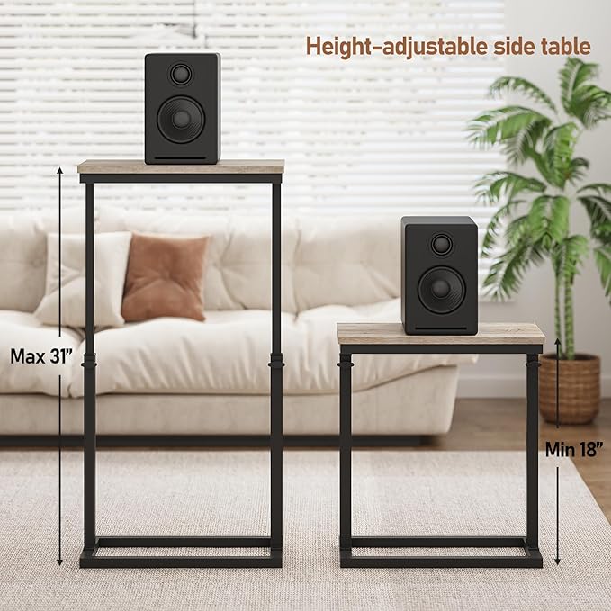 TUTOTAK End Table, Side Table, Tall Couch Table, Sofa Table, Living Room, Bedroom,Greige TB01BG083P