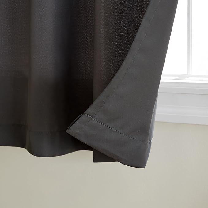 TOWN & COUNTRY BASICS Cabana Solid Heavyweight Indoor Outdoor Curtains, Light Filtering Opacity with Grommet Top, Water Repellent, 2-Pack Set, 54"x84", Charcoal