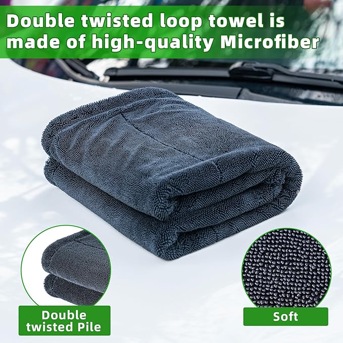 CADONO Huge Microfiber Car Drying Towel, Ultra Absorbent Microfiber Cleaning Cloth for Cars, No Streaks, Scratches, or Water Spots (36"x 24", 1300GSM)