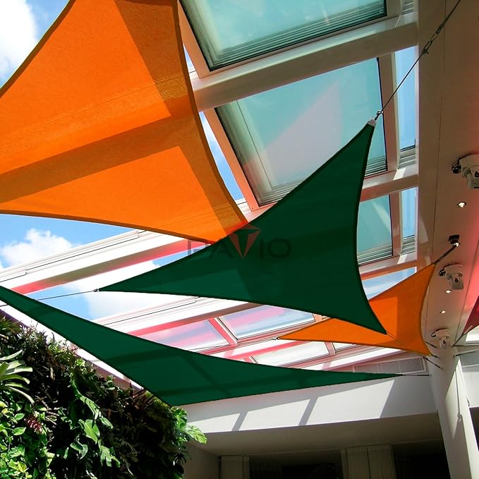 Patio Paradise 5' x 5' x 5' Sun Shade Sail Triangle Canopy Shade Cloth Fabric Sunlight Block Patio Pergola Cover HDPE Deck Awning for Outdoor Backyard Roof Shading, Green