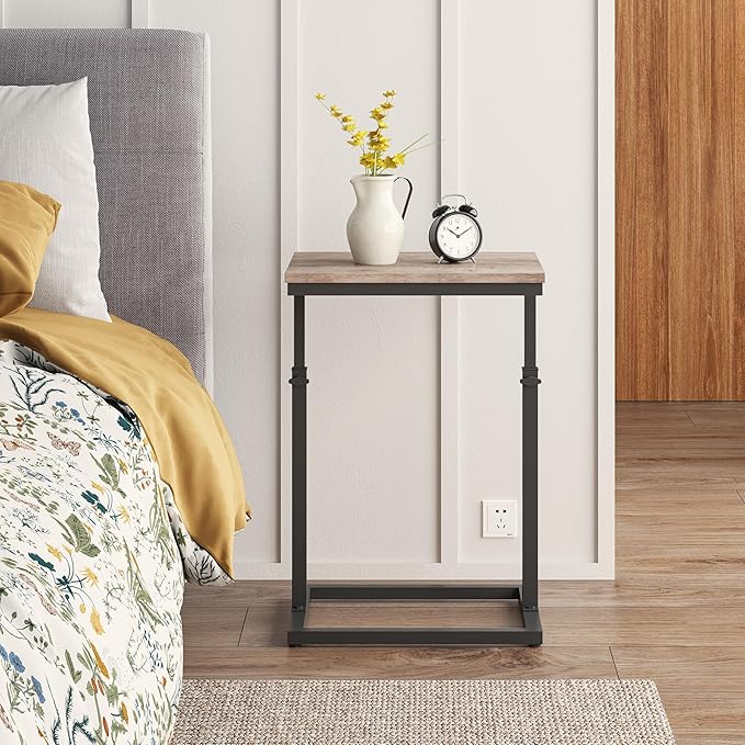 TUTOTAK End Table, Side Table, Tall Couch Table, Sofa Table, Living Room, Bedroom,Greige TB01BG083P