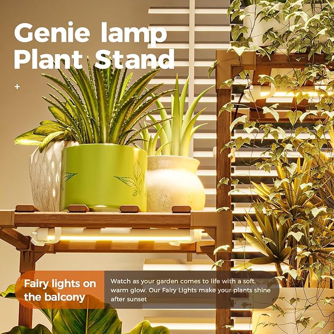 Bamworld Plant Stand with Grow Lights for Indoor Plants 11 Potted Corner Plant Shelf with Plant Lights for Indoor Growing