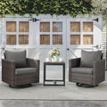 Belord Outdoor Bistro Set 3 Piece Wicker Swivel Rocker Patio Chairs, Oversize Outdoor Rattan Seating Set, Patio Swivel Glider Chairs Wicker Furniture with Metal Side Table for Porch Backyard, Brown