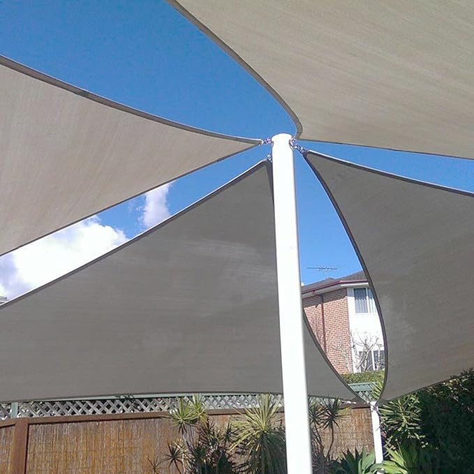 E&K Sunrise 9' x 9' x 9' Sun Shade Sail Triangle Canopy Shade Cover UV Block for Patio Backyard Garden Outdoor (Light Gray)