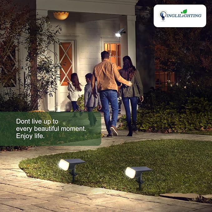 DINGLILIGHTING Solar Lights Outdoor Waterproof: IP65 Led Spot Light Decorations for Garden - 3 Lighting Modes Solar Powered for Yard - Halloween Christmas Lights Landscape Pathway Patios 4PC Warm