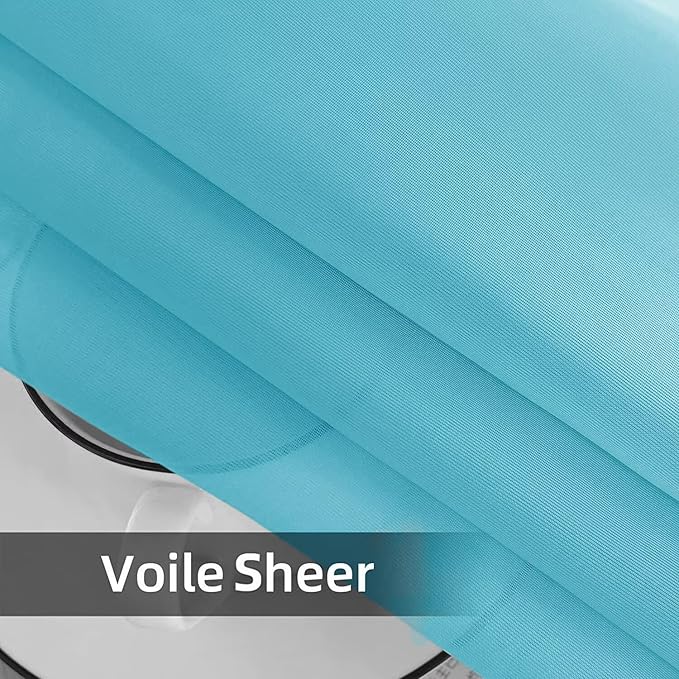 SpaceDresser Waterproof Outdoor Sheer Curtains for Patio - 4 Panels Rod Pocket Indoor Voile Sheer Curtain for Living Room,52W x 84L inch, Aqua
