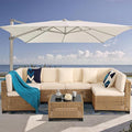 KIGOTY Patio Furniture Set,7 Pieces Modular Outdoor Sectional Sofa, PE Rattan Patio Conversation Set, All Weather Wicker Patio Furniture with Cushions and Coffee Table（Yellow/White）