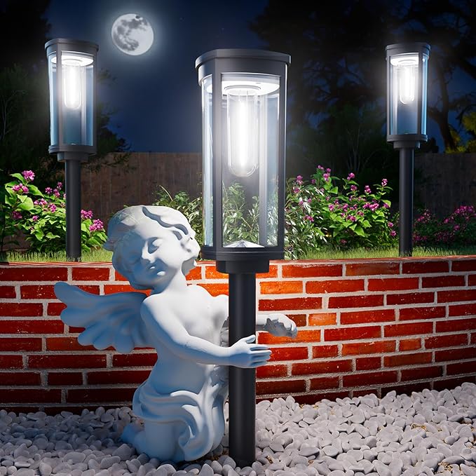 Solar Pathway Lights Outdoor,6 Pack Solar Lights Outdoor, IP65 Waterproof Auto On/Off Solar Garden Lights Solar Powered Landscape Lighting for Yard Walkway Driveway Pathway