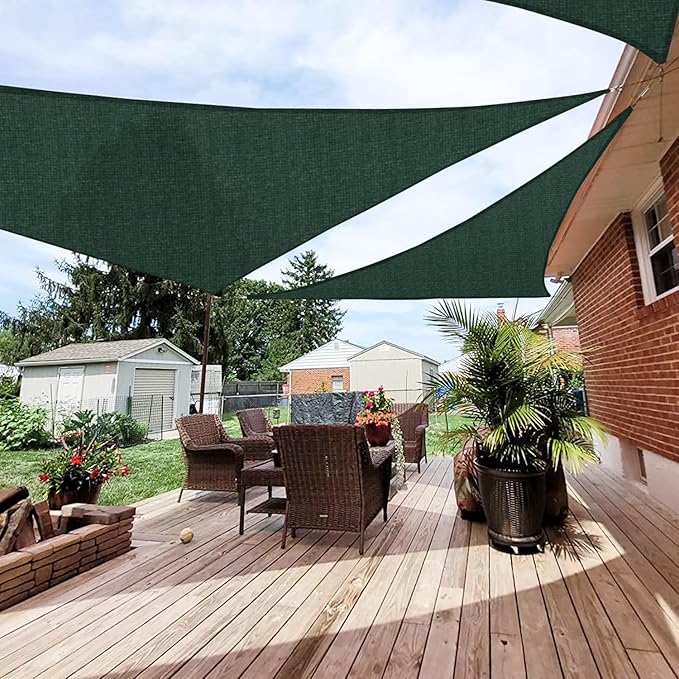 Patio Paradise 2' x 2' x 2' Sun Shade Sail Triangle Canopy Shade Cloth Fabric Sunlight Block Patio Pergola Cover HDPE Deck Awning for Outdoor Backyard Roof Shading, Green
