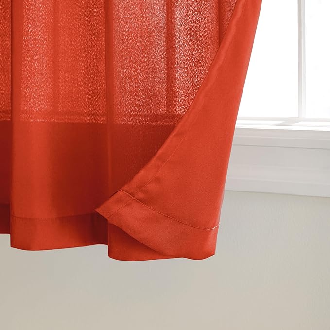 TOWN & COUNTRY BASICS Cabana Solid Heavyweight Indoor Outdoor Curtains, Light Filtering Opacity with Grommet Top, Water Repellent, 2-Pack Set, 54"x108", Mecca Orange