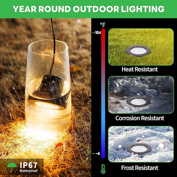 Well Lights Low Voltage, 12V In Ground LED Landscape Lights, IP67 Waterproof Outdoor, Open Top Aluminum ORB for Garden Driveway 6W 580LM 12 Pack