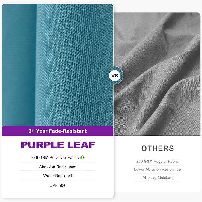 PURPLE LEAF 10' X 10' Left-right Tilting Patio Umbrella Outdoor Cantilever Swivel Square Umbrella Aluminum Offset Umbrella with 360-degree Rotation for Garden Deck Pool Patio Turquoise Blue