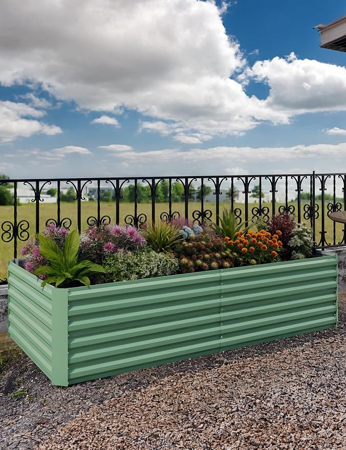 GarveeLife 2pcs 8x4x2 ft Galvanized Raised Garden Bed, 24" Tall Metal Planter Box for Flowers Vegetables, Rust-Resistant Raised Garden Beds for Gardening, Easy Assembly Outdoor Garden Box & Planters