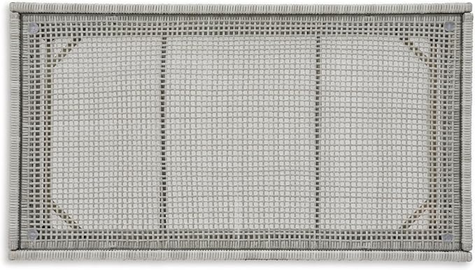 Signature Design by Ashley Seton Creek Casual Resin Wicker Outdoor Coffee Table with Tempered Glass Tabletop, Light Gray & Light Brown