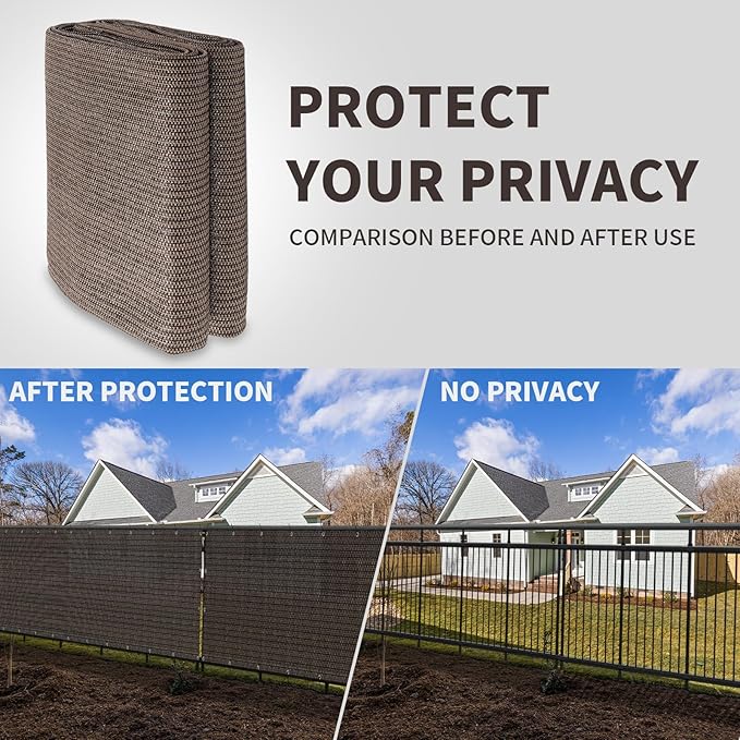 LOVE STORY Custom Size 3'x33' Brown Balcony Privacy Screen,UV Block Privacy Fence Screen,90% Shield for Outdoor Pool Garden Apartment Railing
