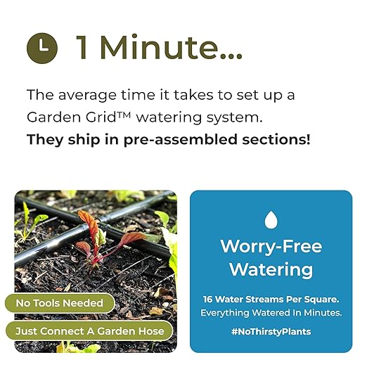 The Garden Grid | Pre-Assembled Raised Garden Bed Irrigation System – Waters Every Plant Evenly, 1-Minute Setup, Hassle-Free Design Lasts 5–10x Longer Than Drip Kits | USA-Made | 3x3 (33.5"x33.5")