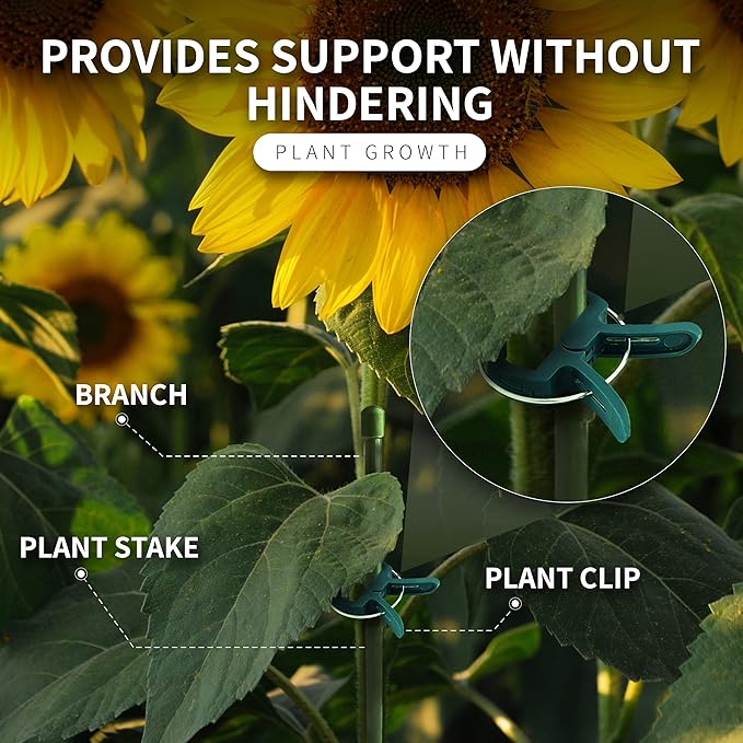 Ram-Pro 20 Piece Green Gentle Gardening Plant & Flower Lever Loop Gripper Clips, Tool for Supporting or Straightening Plant Stems, Stalks, and Vines, Garden Clips