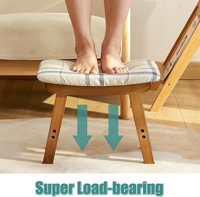 Foot Stools Ottoman, Small Foot Stool Ottoman, and Footstool, Wooden Foot Stool, Sofa Footrest Extra Seating for Living Room Entryway Office