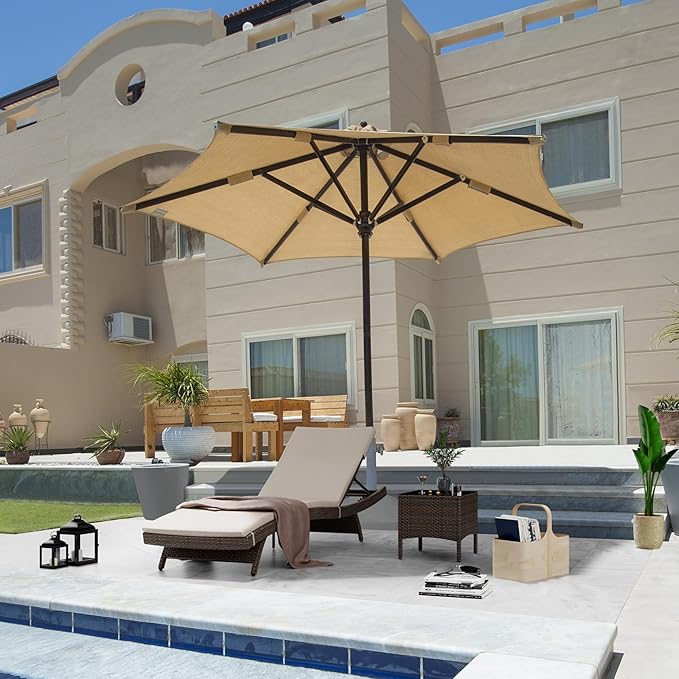 Pamapic Patio Chaise Lounge Set 2 Pieces，Patio Lounge Chair with Adjustable Backrest and Removable Cushion, Outdoor Pool Lounge Chair Set for Patio Poolside Backyard Porch