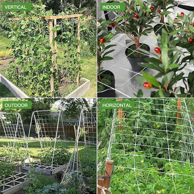 Trellis Netting, CANAGROW Heavy-Duty Garden Plant Trellis Netting for Climbing Plants, Outdoor Indoor Grow Net for Beans Tomatoes Peas Pumpkin Flowers, 6x15ft, 1 Pack