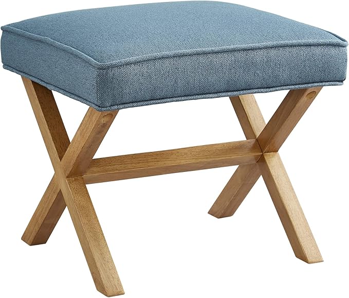 Amazon Brand – Rivet Mid-Century Modern X Stool Ottoman Chair, 20" W, Indigo - Amazon Vine