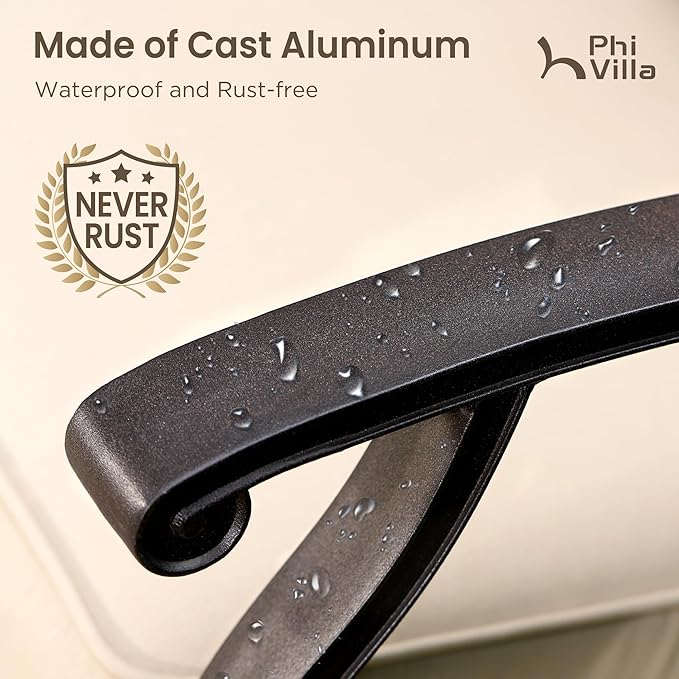 PHI VILLA 7 PCS High Bar Patio Dining Set, Cast Aluminum Outdoor Bar Set for 6 with 54" Round Bar Table and 6 Outdoor Swivel Bar Stool Chairs with Seat Cushion
