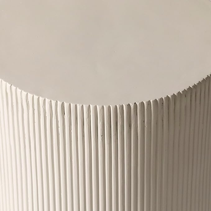 LeisureMod Modern Side Table Round Fiberstone Top Accent End Table for Home, Outdoor Patio, Living Room Sofa, Weather-Resistant, Eden Series in White
