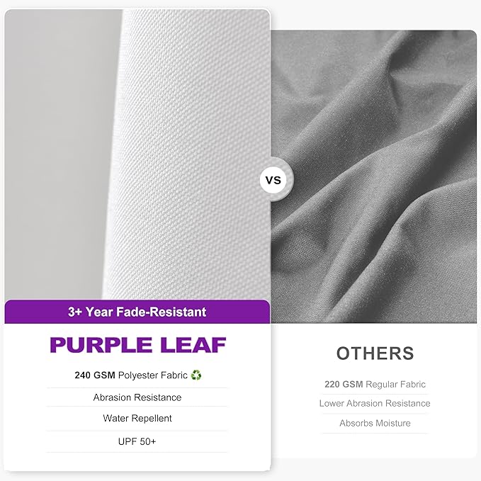 PURPLE LEAF 9' X 12' Right-left Tilt Patio Umbrella with Base Outdoor Cantilever Swivel Rectangle Umbrella Aluminum Offset Umbrella with 360-degree Rotation for Garden Deck Pool Patio White
