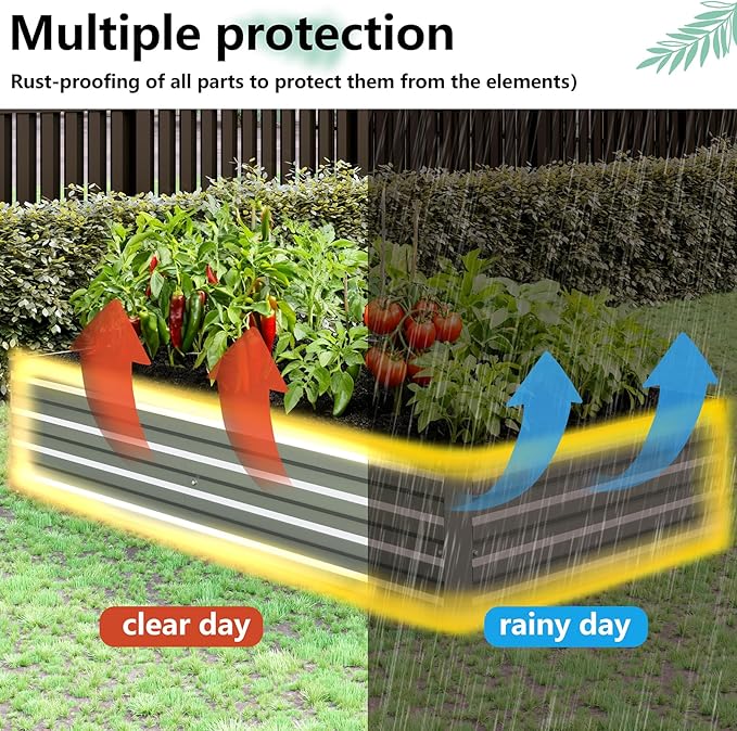 Vengarus 8x2x1FT (2 Pack) Galvanized Raised Garden Bed-Outdoor Planter Box for Vegetables,Metal Flower Boxes with Corner,Planter Raised Bed,(Silver)