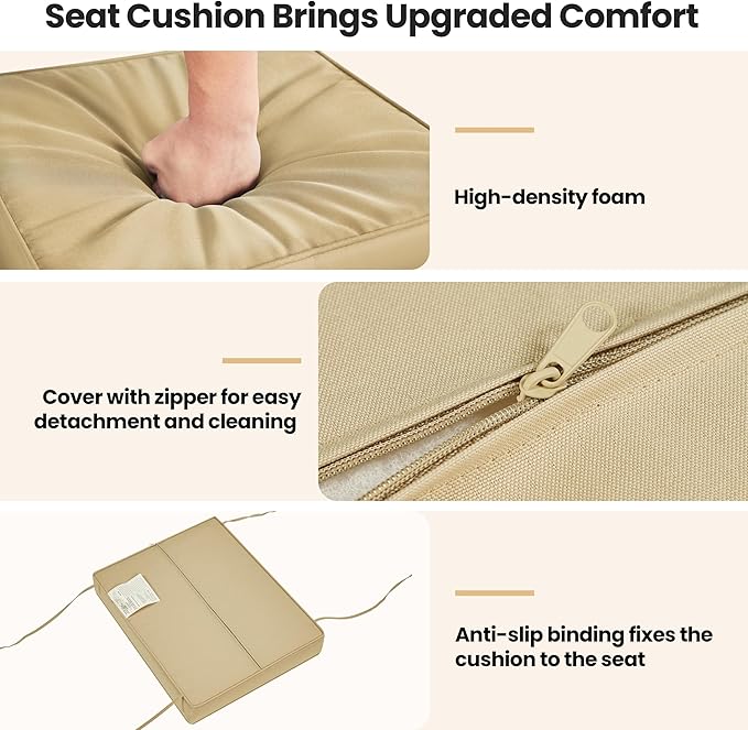 Yaheetech Wicker Ottomans, Set of 2 Footrest with Removable Cushion, 2pcs PE Rattan Side Table Additional Seating Multipurpose Outdoor Furniture for Patio, Backyard, Brown/Khaki