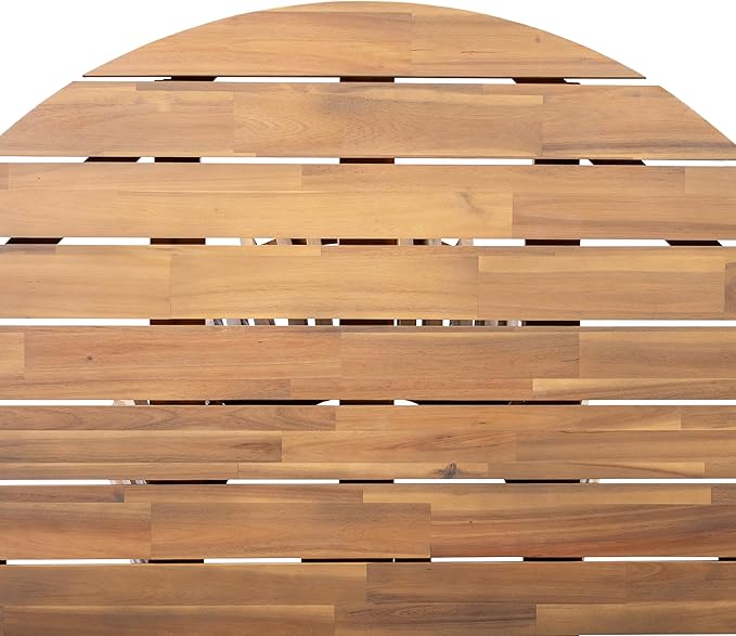 Merax Outdoor Dining Table 47.25" Round Extra-Large Acacia Wood Patio Dining Table for Backyard Lawn Balcony, Aesthetic Slat Base Design, Light Teak