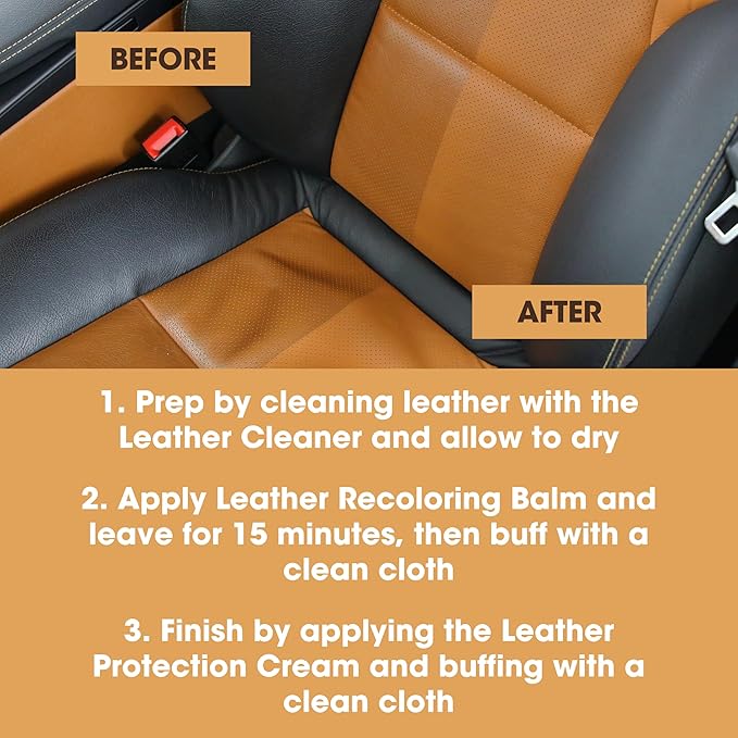 Furniture Clinic Leather Complete Restoration Kit | with Leather Recoloring Balm, Cleaner, 2-in-1 Protection Cream & Conditioner, Sponge, and Cloth | Repair Kit for Furniture (White)