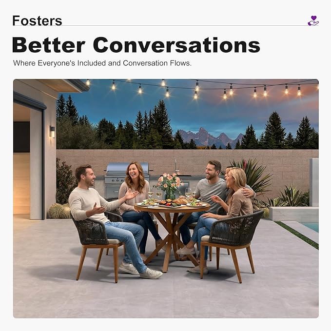 PURPLE LEAF 5 Pieces Round Outdoor Dining Set Patio Table and Chairs Set Aluminum Wicker Rattan Patio Furniture Set for Lawn Garden Porch Brown
