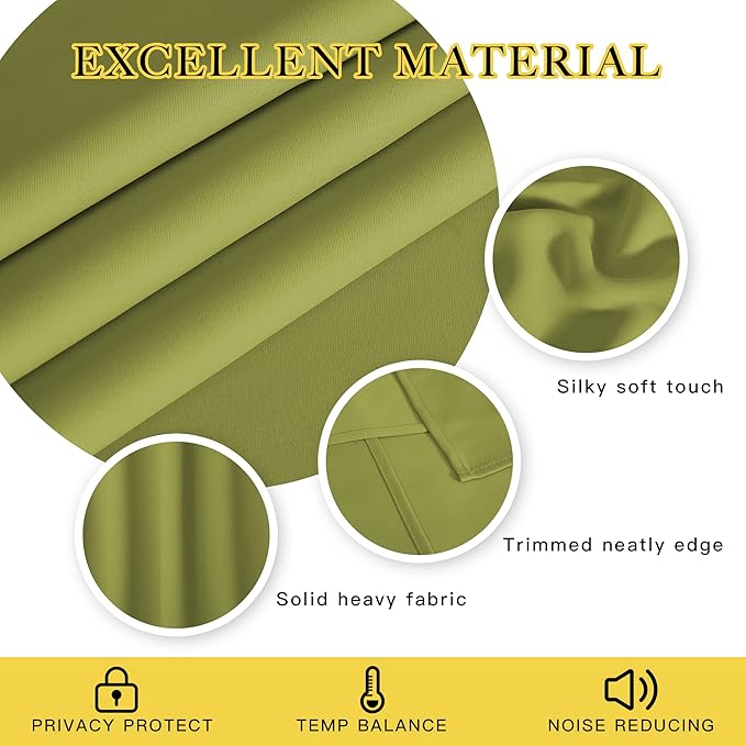 NICETOWN Blackout Doorway Curtain Drape 78 inch Long - Grommet Noise Reducing Thermal Insulated Solid Modern Window Treatments for Bedroom Closet (1 Panel, 52 x 78 Inch, Fresh Green)