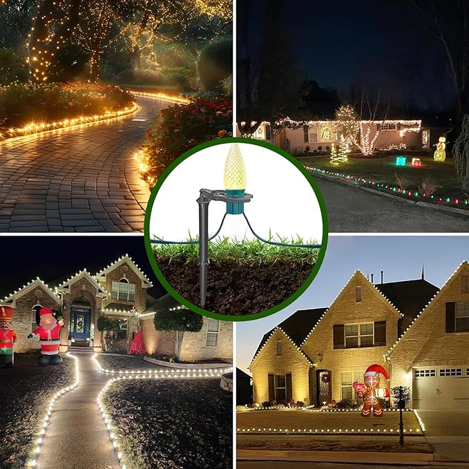 200 Pack Christmas Light Stakes 8.5"-10" for C7 and C9 String Lights,Outdoor Light Stakes,Yard Stakes,Garden,Lawn,Pathway, Patio, Path, Walkway, Christmas Decoration