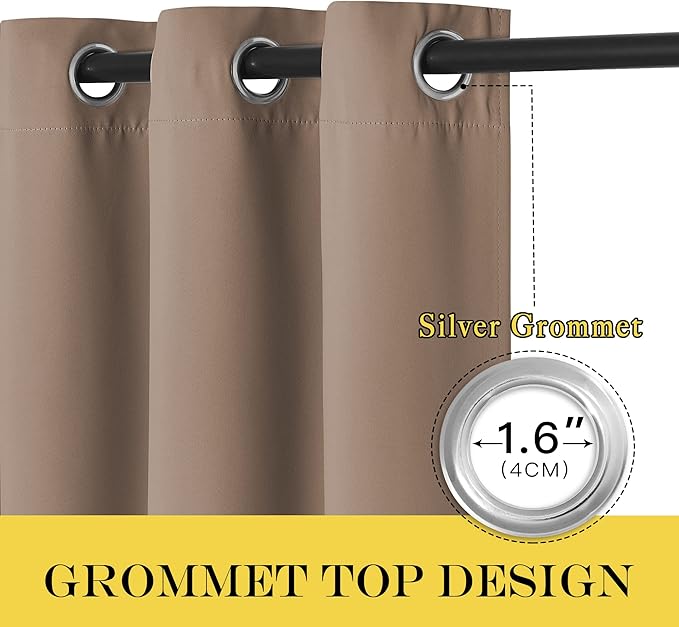 NICETOWN Patio Blackout Curtain Panels - Extra Wide Sliding Door Thermal Insulated Drape, Privacy Room Divider Curtain for Bedroom Office (Cappuccino, 66 x 118 Inch Long)